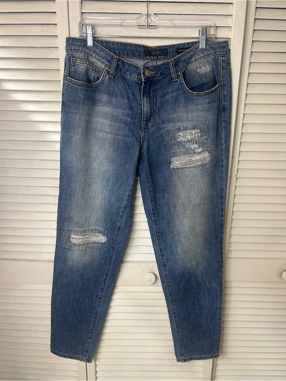 Jessica Simpson Weekend Relax Distressed Blue Denim Jeans Size 30”